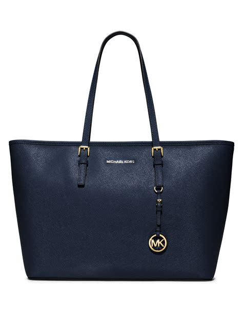 michael kors saffiano jet set large tote navy|Michael Kors sullivan medium tote.